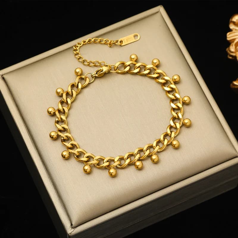 Debeli geometrijski lančani bangle, pozlaćen