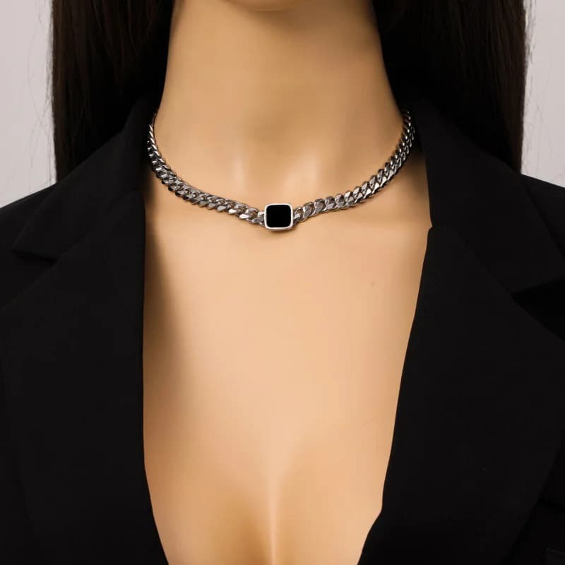Ogrlica sa privjeskom od nehrđajućeg čelika, srebrna lančana choker ogrlica