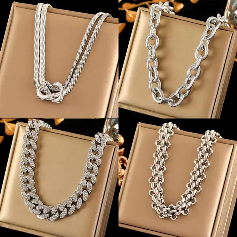 Ogrlica sa privjeskom od nehrđajućeg čelika, srebrna lančana choker ogrlica