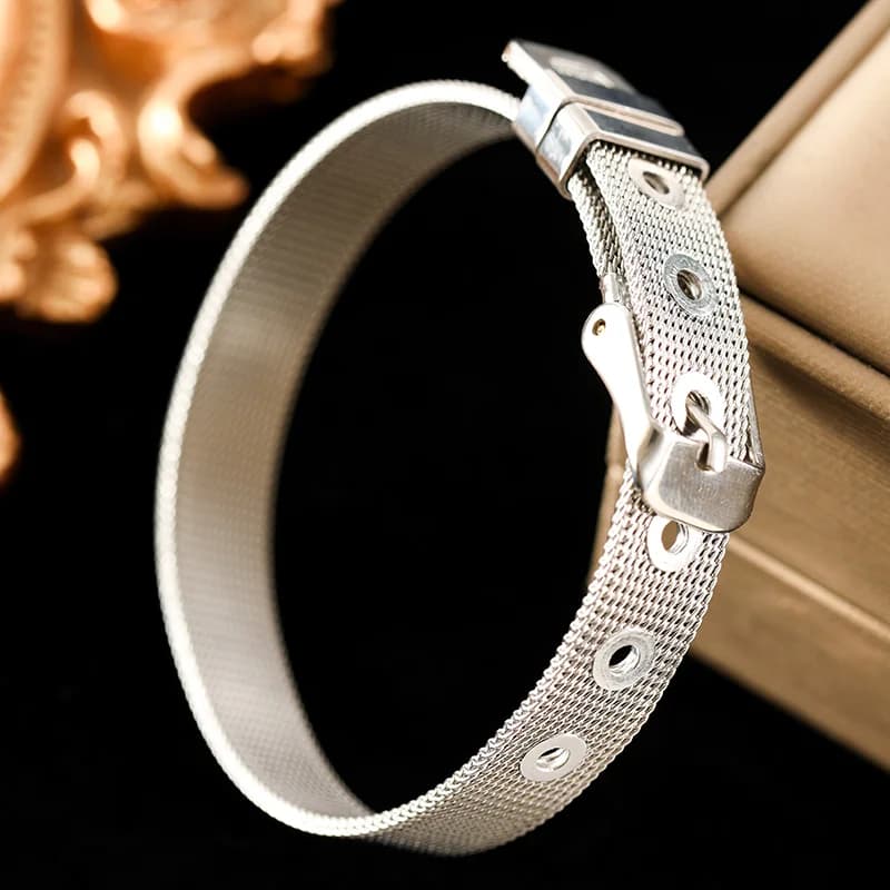 Narukvica bangle s lancem srebrne boje, nehrđajući čelik